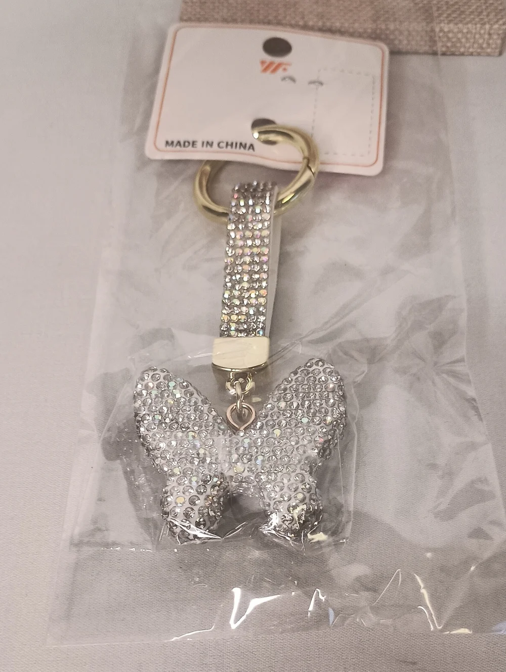 Rhinestone Butterfly Keychain / Bag Charm Purse Accessories Silver Diamond